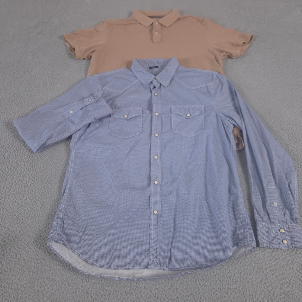 LOT OF‎ 2 American Eagle Shirt Mens L Multi Pearl Snap Western Polo Cotton